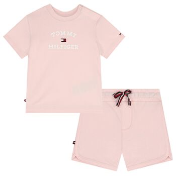 Baby Girls Pink Logo Shorts Set