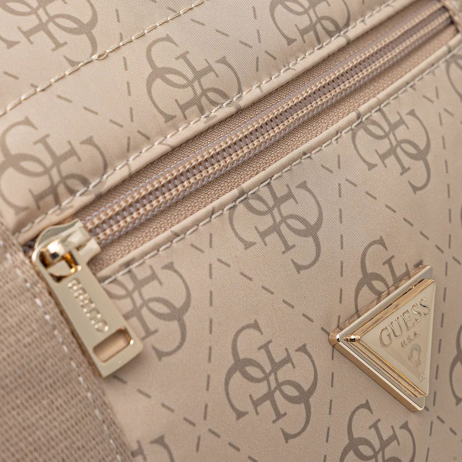 Beige Logo Quilted Baby Changing Bag, 1, hi-res