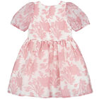 Girls White & Pink Floral Organza Dress, 1, hi-res