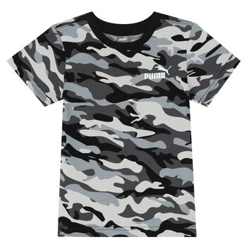 Boys Grey Camouflaged Logo T-Shirt