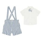 Younger Boys White & Blue Shorts Set, 1, hi-res