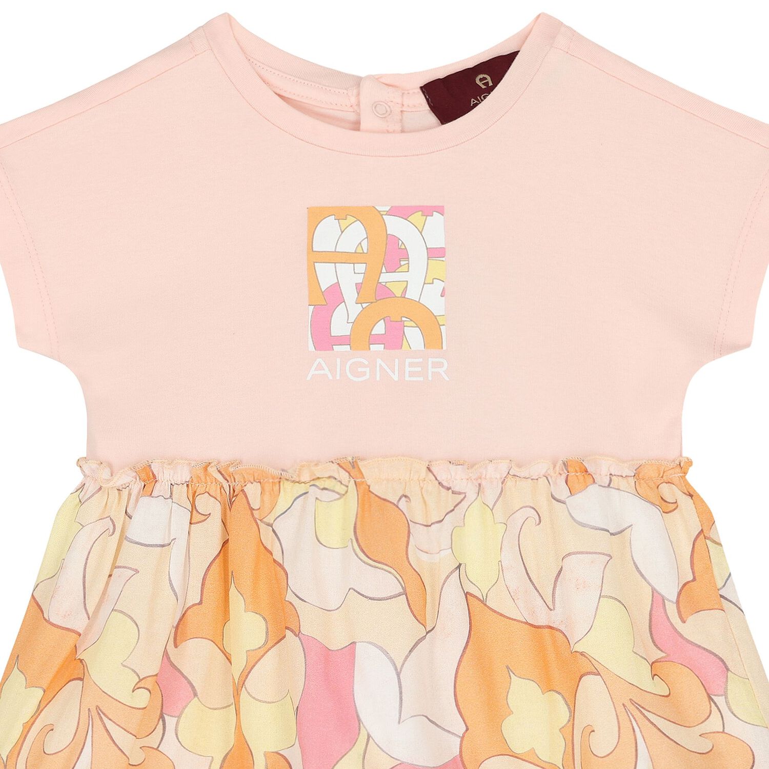 Younger Girls Pink & Orange Logo Dress, 1, hi-res
