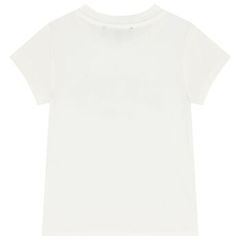 Girls White Embellished Logo T-Shirt