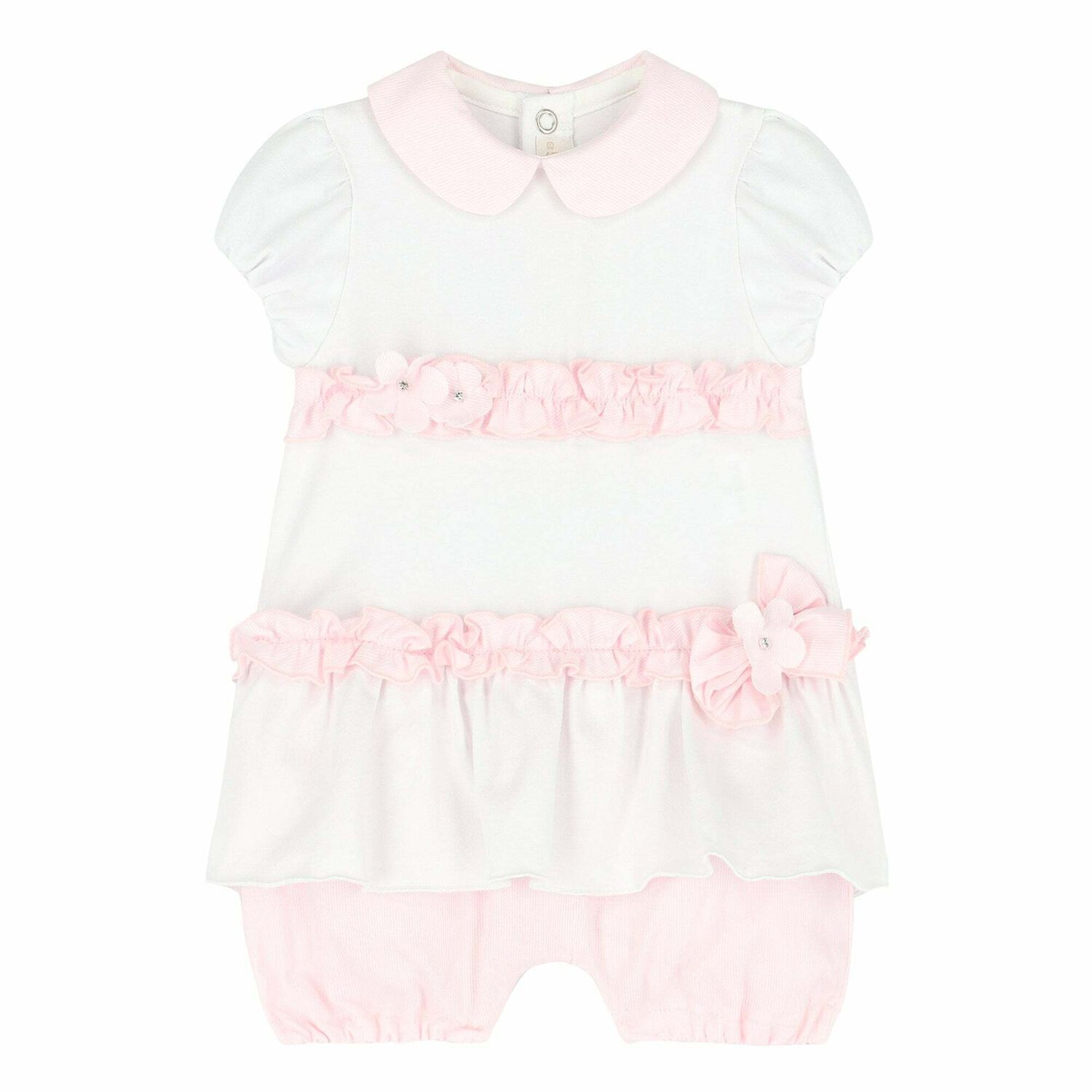 Baby Girls White & Pink Romper, 1, hi-res image number null