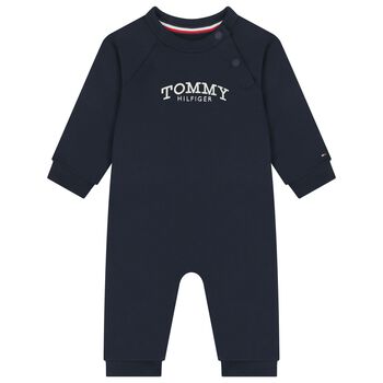 Baby Boys Navy Blue Logo Romper