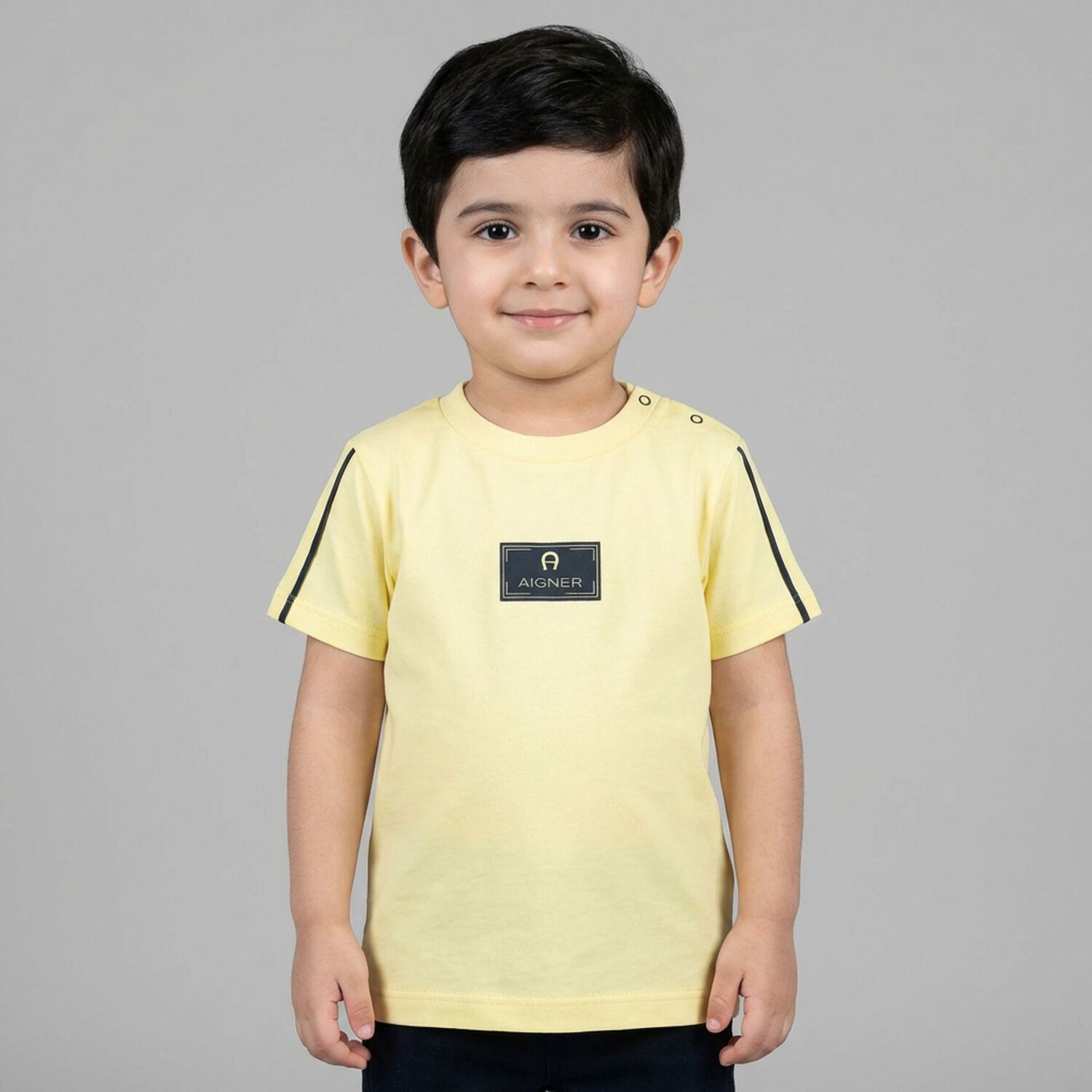 Younger Boys Yellow Logo T-Shirt, 2, hi-res
