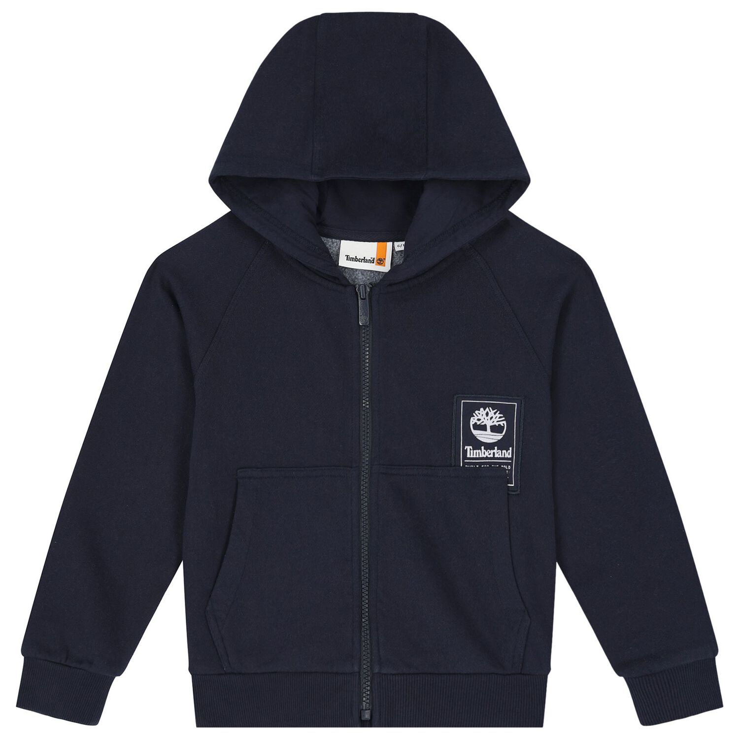 Boys Navy Blue Logo Hooded Zip Up Top, 1, hi-res image number null