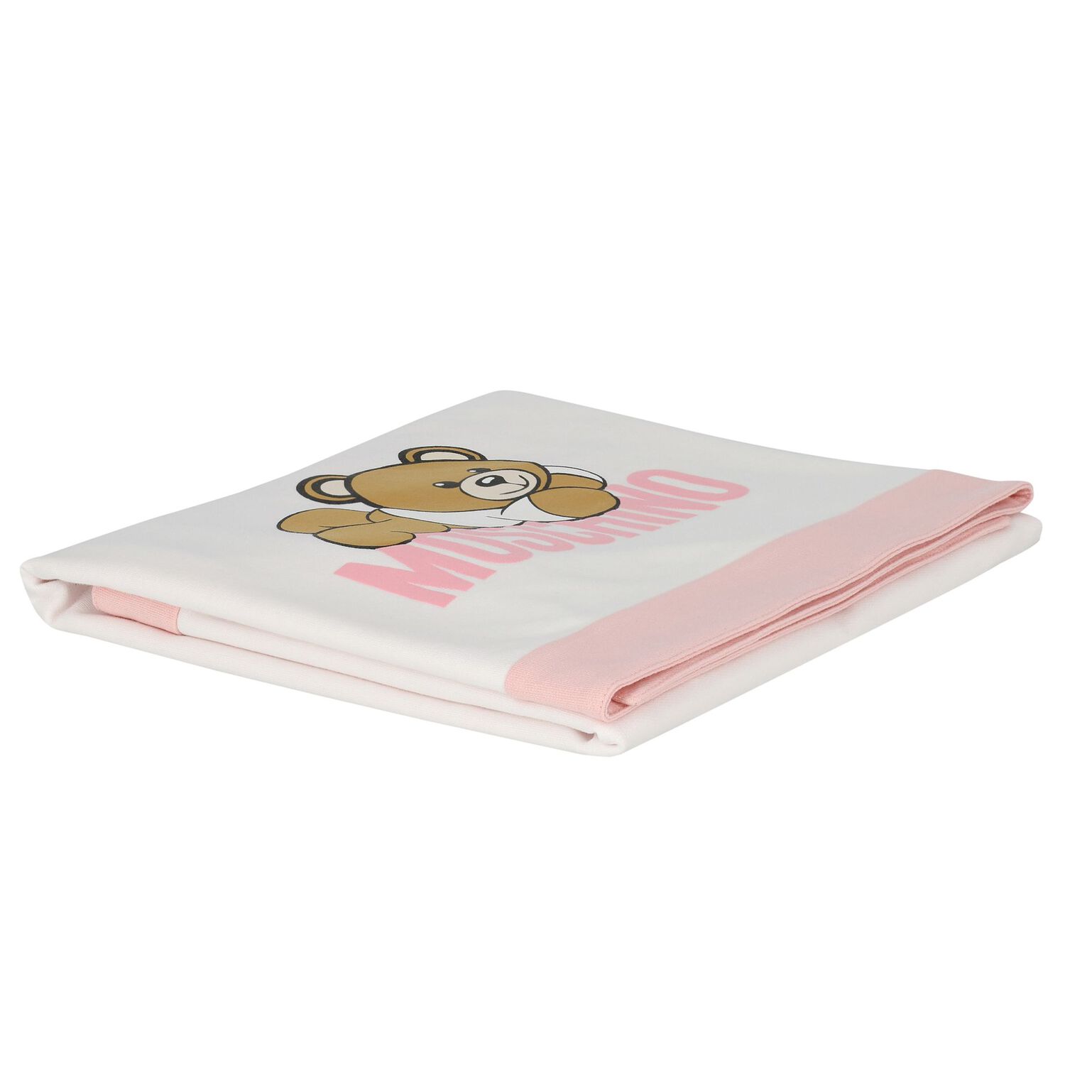 Pink & White Teddy Bear Logo Baby Blanket, 3, hi-res