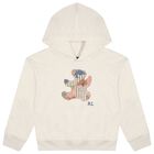 Girls Ivory Patchwork Bear Hooded Top, 1, hi-res