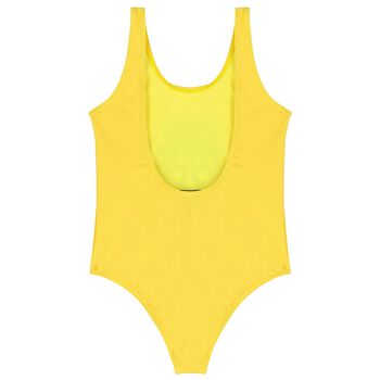 Girls Yellow Teddy Bear Logo Swimsuit