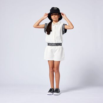 Girls White Logo Playsuit