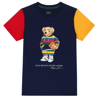 Boys Navy Bear Logo T-Shirt