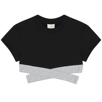 Girls Black & Grey Logo T-Shirt