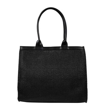 Girls Black Straw Tote Bag