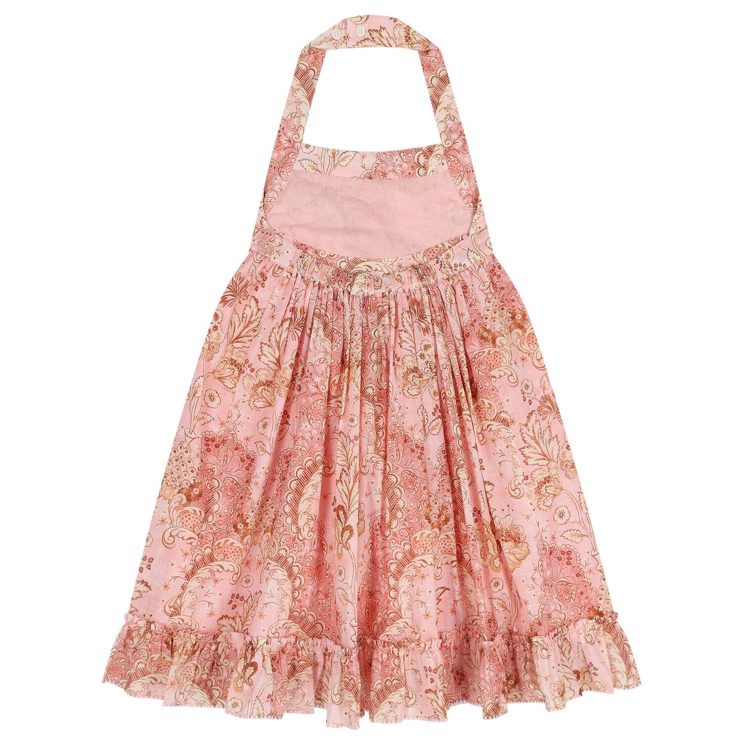 Girls Pink Floral Halter Dress, 1, hi-res