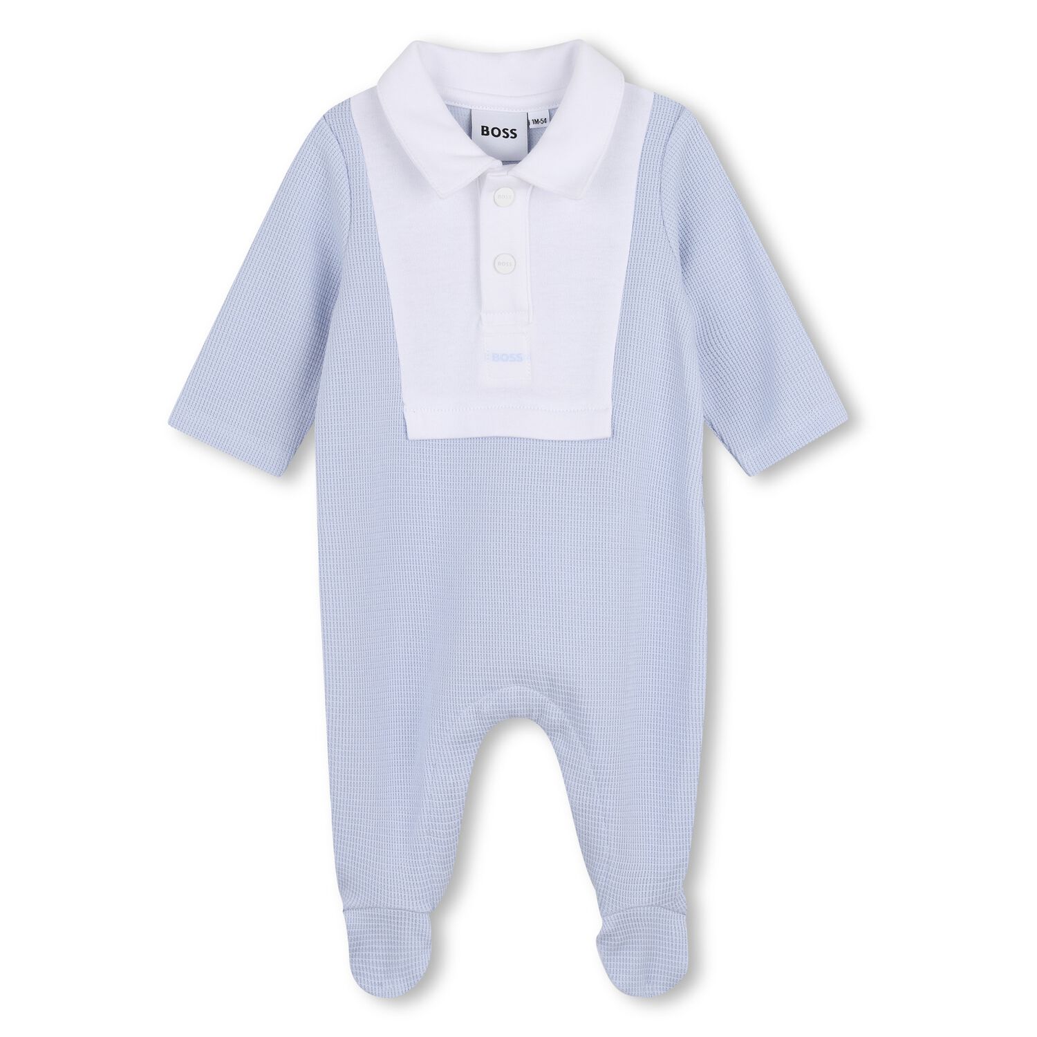 Baby Boys Blue & White Polo Babygrow, 1, hi-res