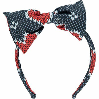 Girls Navy & Red Bow Hairband