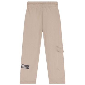 Boys Beige Logo Cargo Trousers