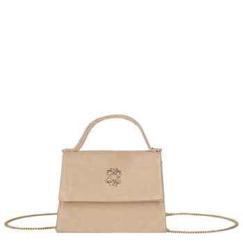 Girls Beige Satin Handbag ( 13cm )