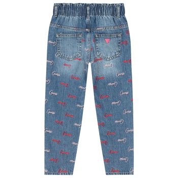 Girls Blue Denim Logo Jeans