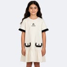 Girls Ivory & Black Logo Dress, 1, hi-res
