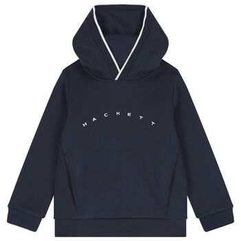 Boys Navy Blue Logo Hooded Top