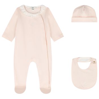 Baby Girls Pink Logo Babygrow Gift Set