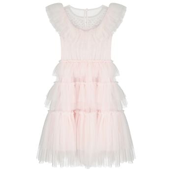 Girls Pink Tulle Embellished Dress