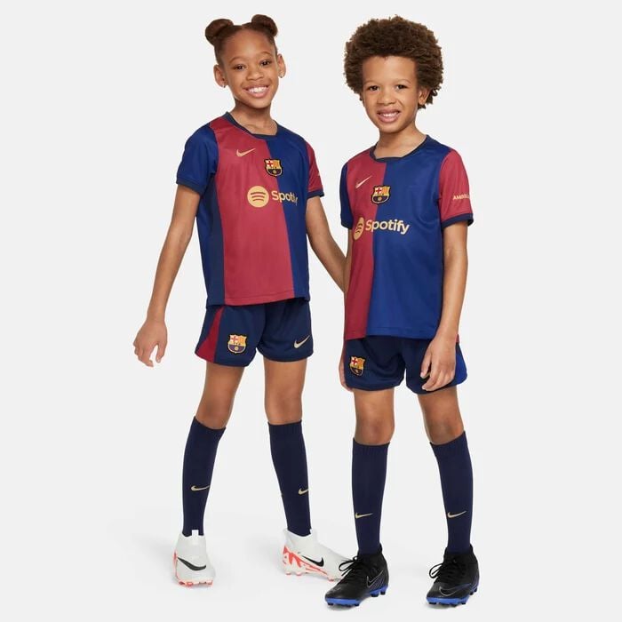 Nike Kids Blue & Burgundy F.C. Barcelona 2024/25 Shorts Set