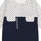 Baby Boys White & Navy Blue Logo Babygrow, 2, hi-res