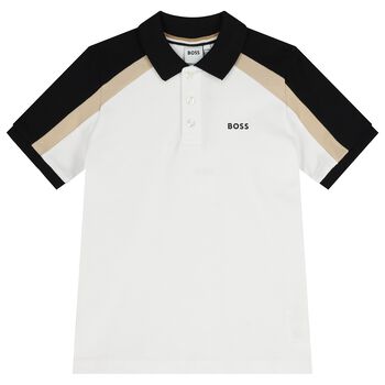 Boys White Logo Polo Shirt