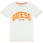 تيشيرت أولاد بالشعار باللون الابيض, 3, hi-res