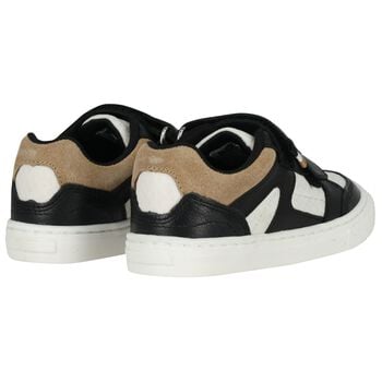 Boys Black, White & Beige Logo Trainers