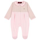 Baby Girls Pink & Gold Logo Babygrow, 3, hi-res