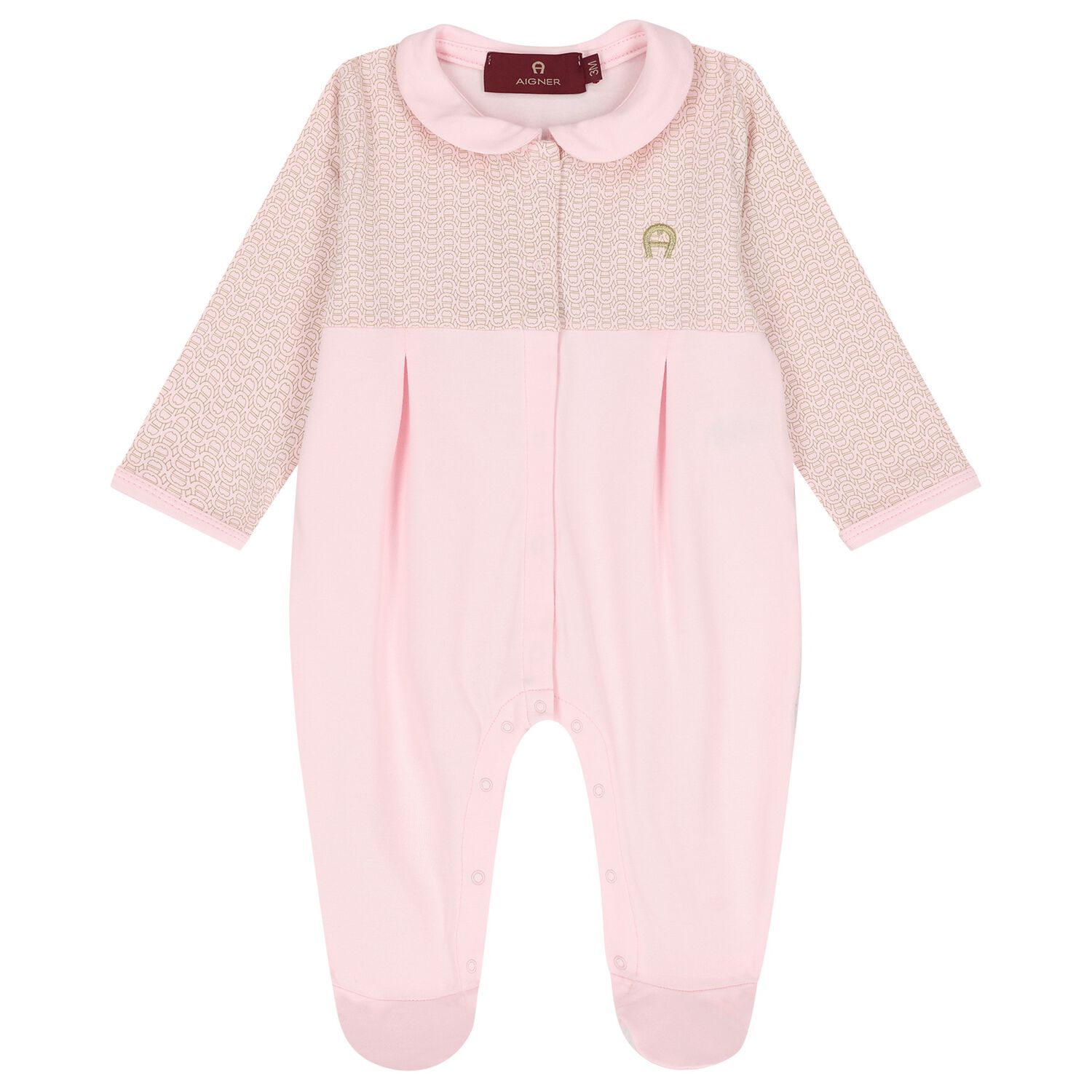 Baby Girls Pink & Gold Logo Babygrow, 3, hi-res