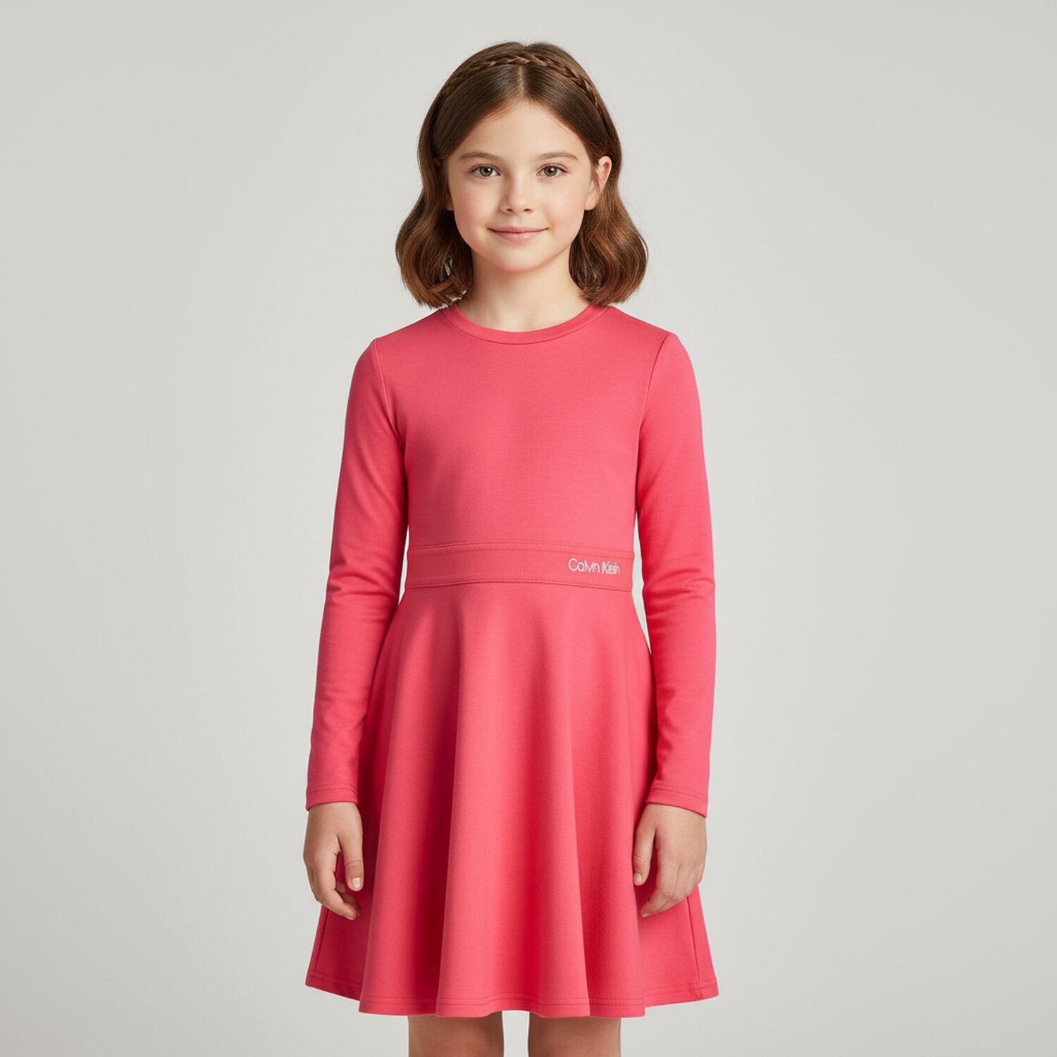 Girls Pink Logo Dress, 2, hi-res