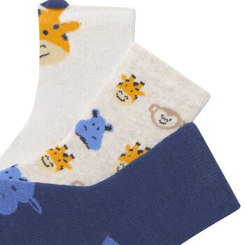 Younger Boys White, Navy Blue & Beige Socks ( 3-Pack ) 