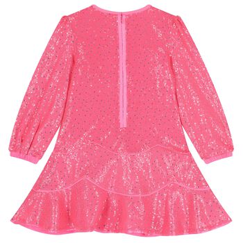 Girls Pink Embellished Sequin Dress