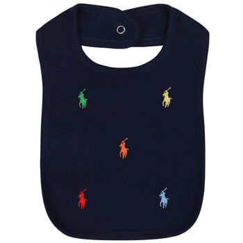Baby Boys Navy Logo Bib
