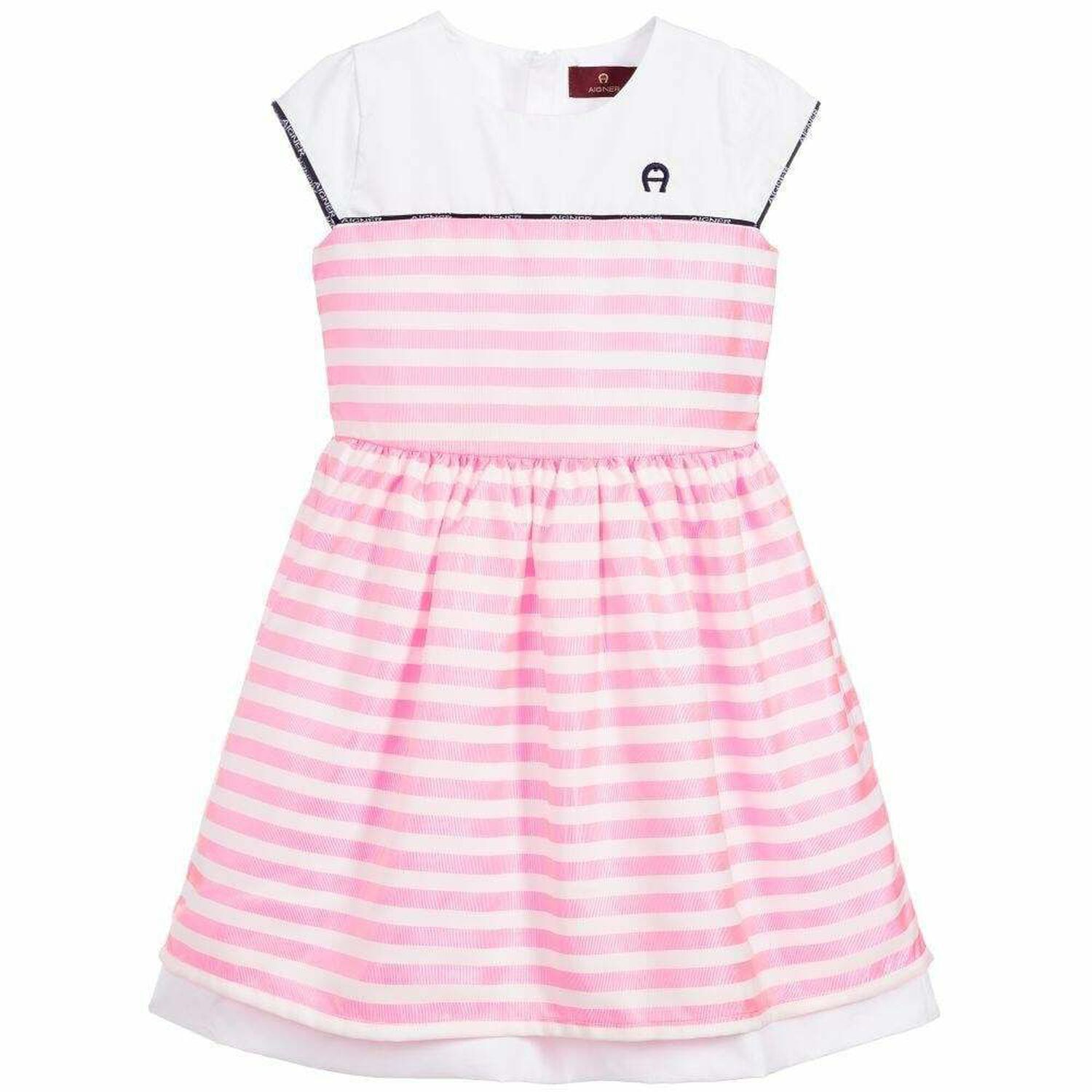 Girls Pink & White Striped Dress, 1, hi-res image number null