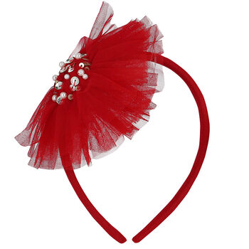 Girls Red Tulle Headband