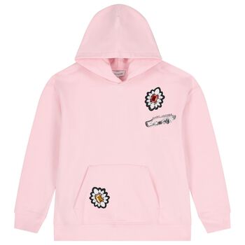 Girls Pink Jewel Hooded Top