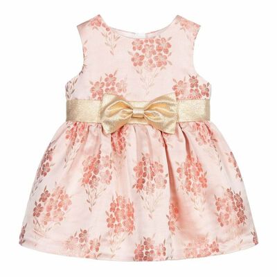 Baby Girls Pink Jacquard Dress Set