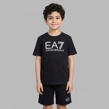 Boys Black Logo Shorts Set
