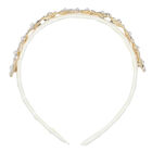 Girls Ivory Velvet Embellished Headband, 2, hi-res