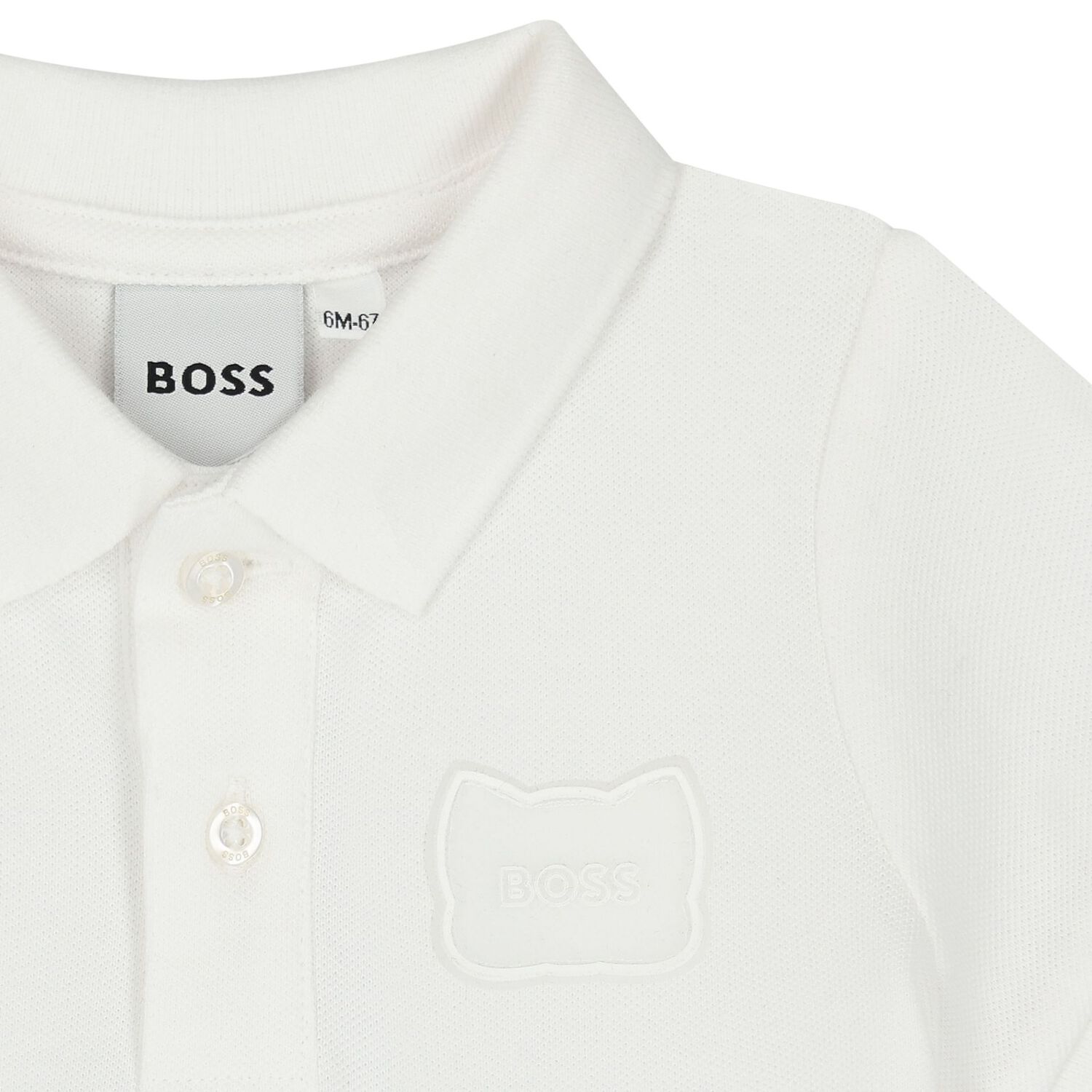 Baby Boys White Logo Polo Shirt, 1, hi-res