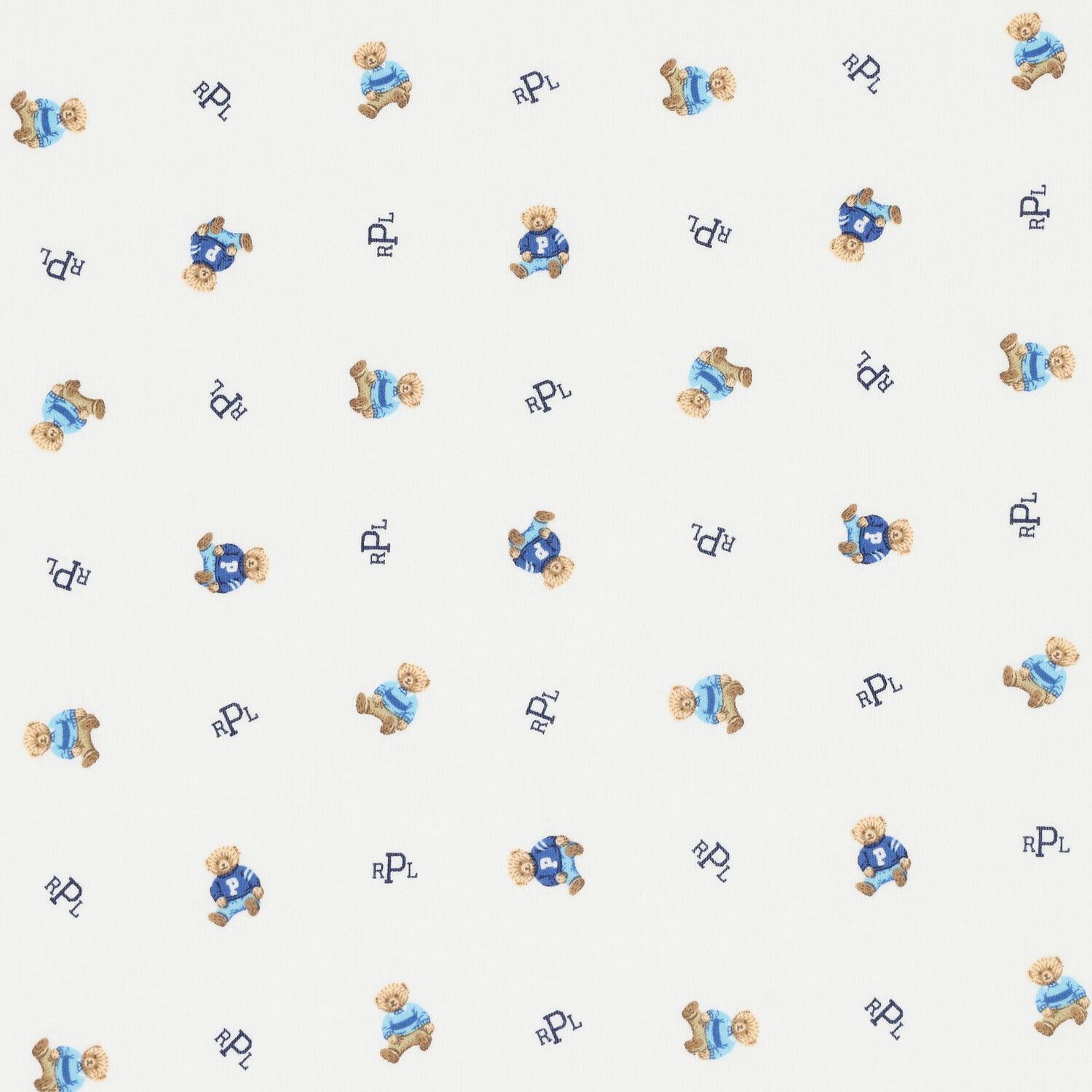 Baby Boys White & Navy Blue Polo Bear Blanket, 1, hi-res