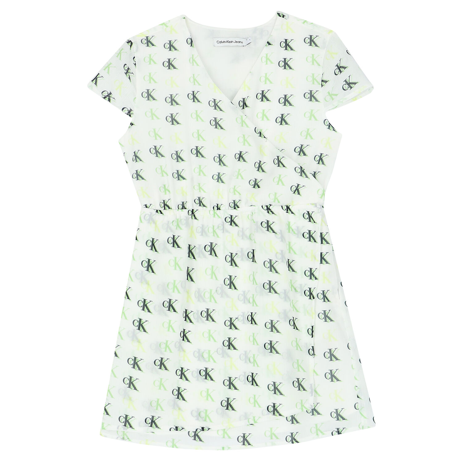 Girls White Logo Dress, 1, hi-res