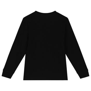 Boys Black Polo Bear Long Sleeve Top