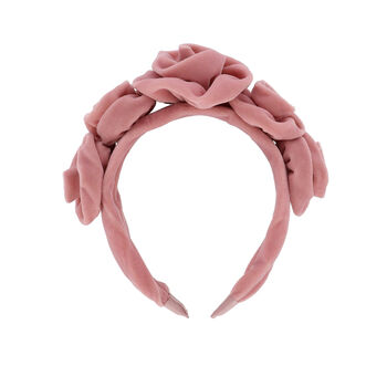 Girls Pink Velvet Roses Hairband